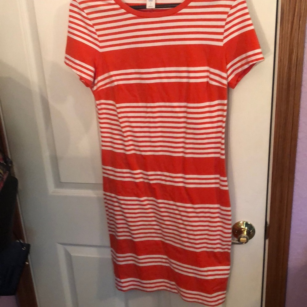 Orange and White Striped Midi Dress!